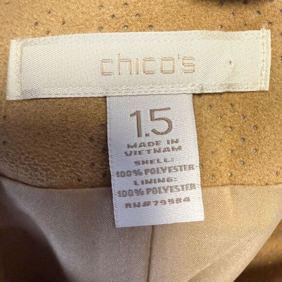 Chico’s Women’s Size 1.5, 32W, Camel Brown Side Slit A Line Mini Skirt - Picture 7 of 8